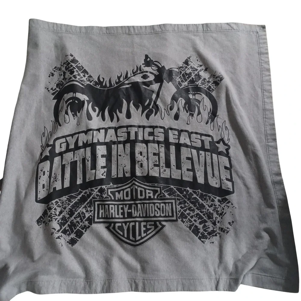 Gildan Throw Blanket Non-Standard 50x54 Gray Harley-Davidson Motorcycle Graphic